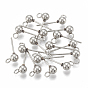 201 Stainless Steel Stud Earring Findings, with Loop and 304 Stainless Steel Pins, Round