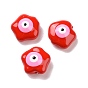 Enamel Beads, with ABS Plastic Imitation Pearl Inside, Star with Evil Eye