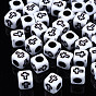 Opaque Acrylic Beads, Cube with Cross