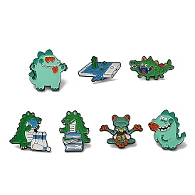 Baking Paint Zinc Alloy Brooches, for Backpack Cloth, Crocodile