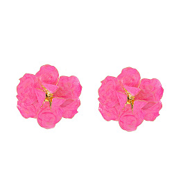 Boucles d'oreilles en alliage d'émail pour femmes, fleur, or