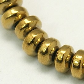 Non-Magnetic Synthetic Hematite Beads Strands, Grade A, Flat Round/Disc, 3x2mm, Hole: 0.5mm, about 206pcs/strand, 16 inch