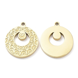 Ion Plating(IP) 316L Surgical Stainless Steel Pendants, Laser Cut, Flat Round Charm