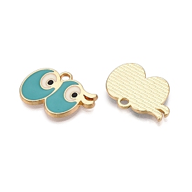 Rack Plating Alloy Enamel Pendants, Cadmium Free & Lead Free, Light Gold, Bird Charm