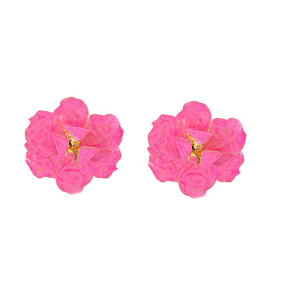 Boucles d'oreilles en alliage d'émail pour femmes, fleur, or