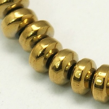 Non-Magnetic Synthetic Hematite Beads Strands, Grade A, Flat Round/Disc, 3x2mm, Hole: 0.5mm, about 206pcs/strand, 16 inch