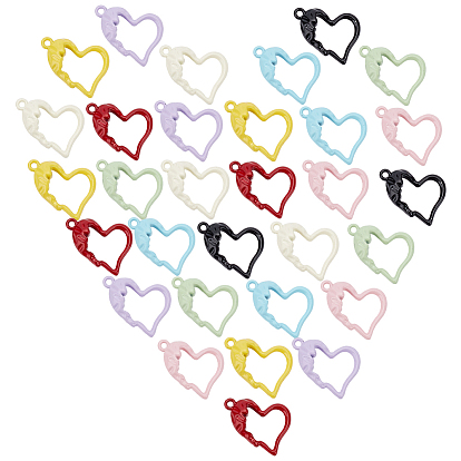 32 шт 8 цвета подвески из сплава, окрашенные распылением, очарование полого сердца