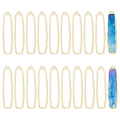 20 большие подвески из сплава с открытой задней панелью, для diy уф смолы, эпоксидная смола, Прессованные цветочные украшения, прямоугольные