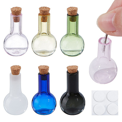 6 шт. 6 цвета мини-контейнеры для бутылок из боросиликатного стекла с шариками, бутылка желаний, с пробковой пробкой и 12шт. акрилового двустороннего скотча