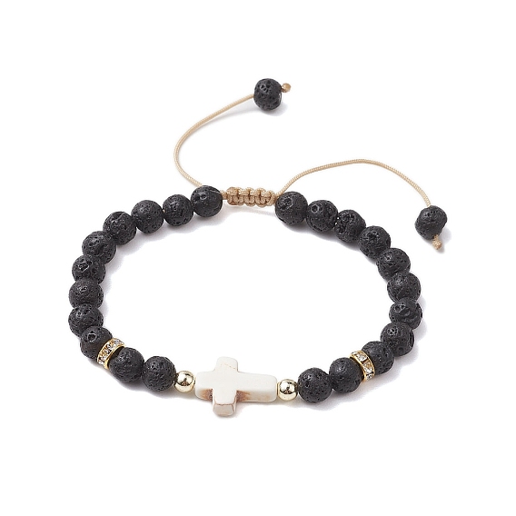 Регулируемые браслеты из круглых бусин из натуральной лавы диаметром 6 мм, плетеные из бусин, Летние пляжные браслеты из синтетической бирюзы для женщин