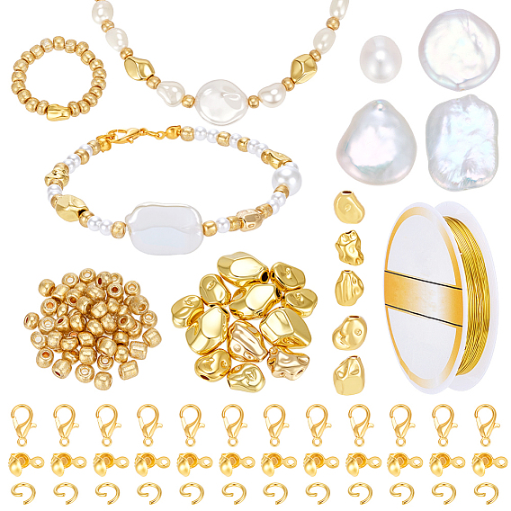 Наборы для изготовления находок своими руками, включают в себя застежки-клешни из сплава для лобстеров, открытые кольца прыжок, железный шарик советы узел крышки, Бисер из стекла , кеши жемчужные бусины, Сплавочные бусины, круглая медная проволока для ювелирных изделий