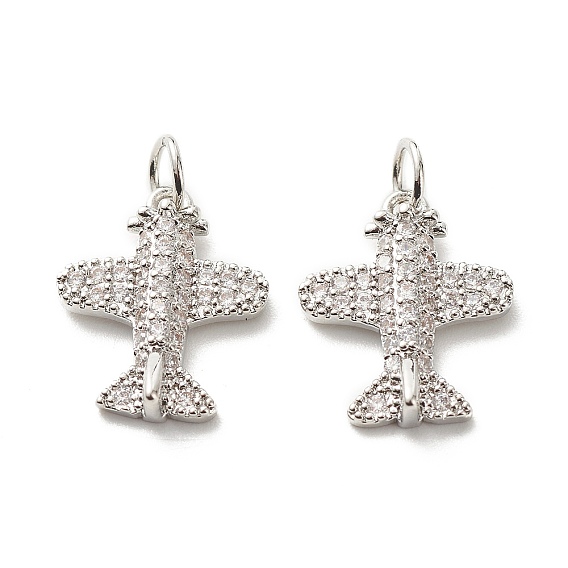 Экологически чистые латунные подвески из кубического циркония с микропрозрачным паве, без свинца и без кадмия, самолет