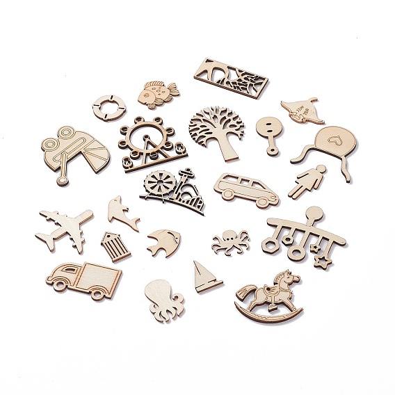 Unfinished Wood Sheet Decorations, DIY Craft Supplies, Mixed Shapes