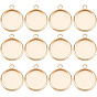 24Pcs Brass Pendant Cabochon Settings, Plain Edge Bezel Cups, Flat Round, Nickel Free