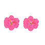 Alloy Enamel Stud Earrings for Women, Flower, Golden