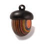 Wooden Acorn Box Jewelry Pendants, Autumn Acorn Charm, with Screw Cap, Dyed, Secret Canister