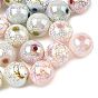 UV Plating Spray Painted Acrylic Beads, Crackle Beads, Iridescent, Round