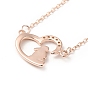 925 Sterling Silver Rabbit with Heart Pendant Necklace with Clear Cubic Zirconia for Women