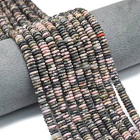 Натуральные нити из натурального родонита, рондель