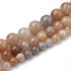 Природные Rutilated кварцевые нити бисера, окрашенные, круглые