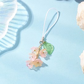 Цветочные украшения ручной работы в технике лэмпворк и акриловые подвески, с нейлоновым ремешком