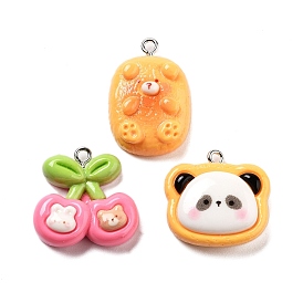 Cartoon Resin Pendants, with Platinum Iron Loop