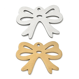 Pendentifs en acier inoxydable, charmes bowknot, Coupe au laser