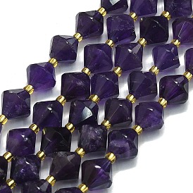 Природный аметист нитей бисера, граненые, двухконусные