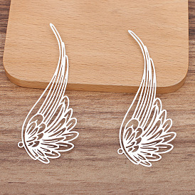 Alloy Big Pendants, Hollow Out Wing Charms