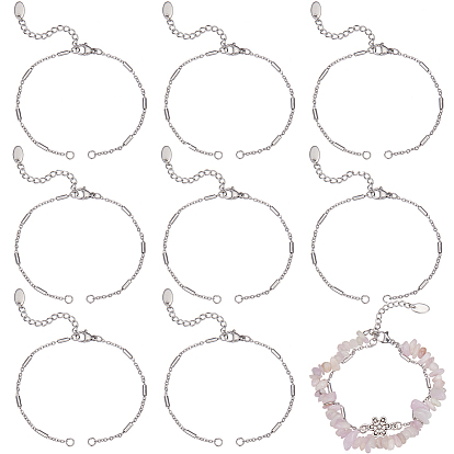 15шт. ручная работа 304 изготовление браслетов из нержавеющей стали, с овальными подвесками-удлинителями и застежками-лобстерами, трубка