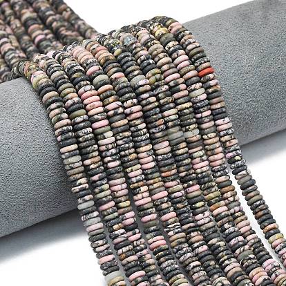 Натуральные нити из натурального родонита, рондель