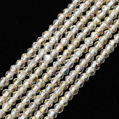 Electroplated Glass Beads Strands, AB Color Plated, Faceted, Rondelle