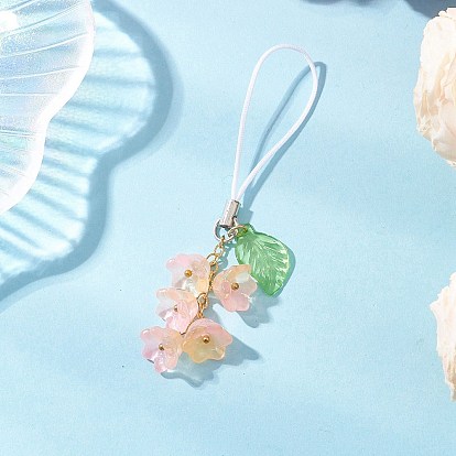 Цветочные украшения ручной работы в технике лэмпворк и акриловые подвески, с нейлоновым ремешком