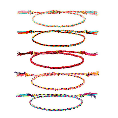 Adjustable Colorful Beaded Friendship Bracelet with Braided Pull Cord - Handmade