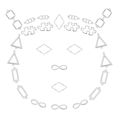 Alloy Links Connectors, with Linking Rings, Mixed Shapes