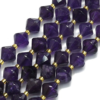 Природный аметист нитей бисера, граненые, двухконусные