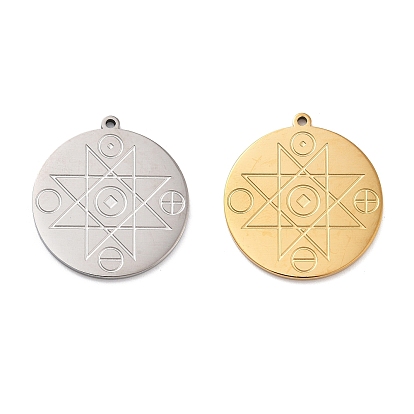 Антикоррозийные 304 подвески из нержавеющей стали, плоский круглый с подвеской в виде восьмиконечной звезды