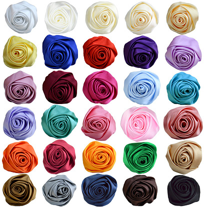 Satin Fabric Handmade 3D Rose Flower, DIY Ornament Accessories for Shoes Hats Clothes
