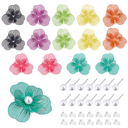 Цветок своими руками 430 наборы для изготовления сережек-гвоздиков из нержавеющей стали и пластика с имитацией жемчуга