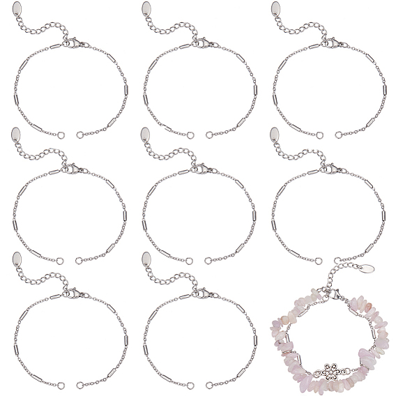 15шт. ручная работа 304 изготовление браслетов из нержавеющей стали, с овальными подвесками-удлинителями и застежками-лобстерами, трубка