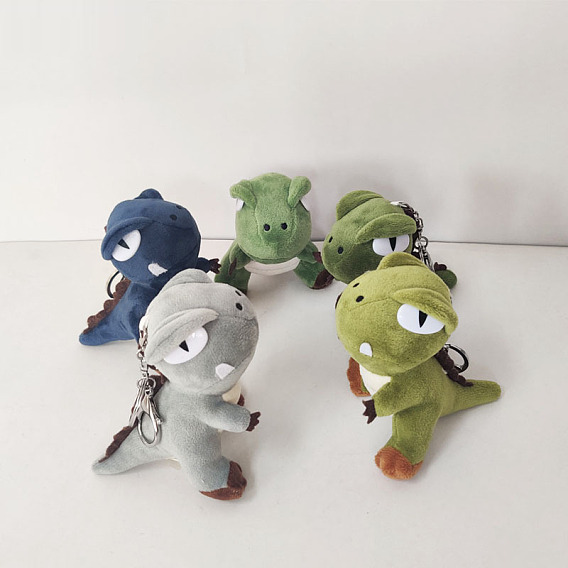Милый брелок с подвеской в виде куклы динозавра из плюшевой ткани, с металлическими застежками, Подарочный брелок для ключей от машины