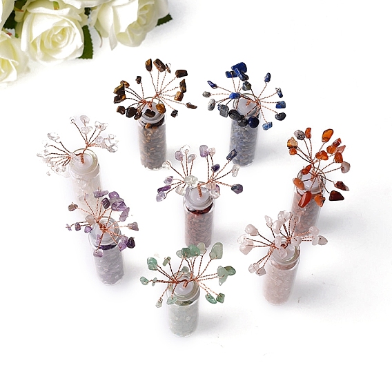 Украшения из натурального драгоценного камня дерево жизни, банка с медной проволокой, фен-шуй энергетический камень подарок для домашнего офиса украшение рабочего стола