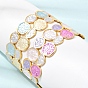 304 Stainless Steel Enamel Flat Round Open Cuff Bangles for Women, Golden, PVD Vacuum Plating