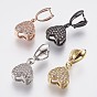 Brass Micro Pave Cubic Zirconia Ice Pick Pinch Bails, Heart