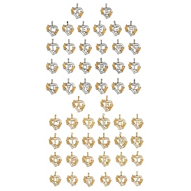 Латунь микропаве фианиты с подвесками-ракушками, Сердце и письмо, долговечный, без свинца и без кадмия, стойки покрытие