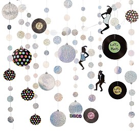 Ahademaker радужные бумажные гирлянды на тему диско, Танцующая королева, король и висящий на шаре серпантин, для мерцающего фона стены своими руками, праздничное и праздничное оформление