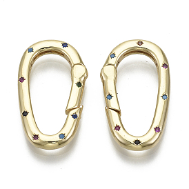 Латунные кольца из микро-паве циркония, овальные, без никеля , красочный