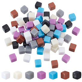 140 шт 7 цвета непрозрачные акриловые бусины, без отверстия , кубические