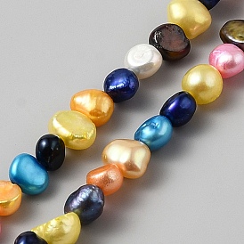 Natural Cultured Freshwater Pearl Beads Strands, Baroque Keshi Pearl Beads, Two Sides Polished, Dyed