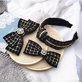 Chic Plaid Pearl Butterfly Hair Clip for Women's Elegant Hairstyle